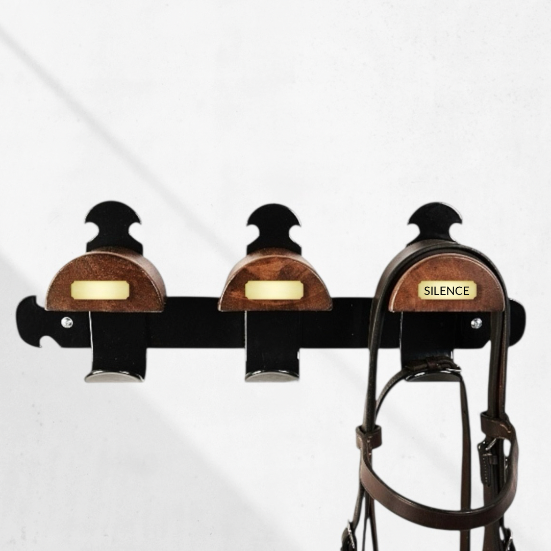 3er Trensenhalter Retro Chic mit Haken individuell graviert