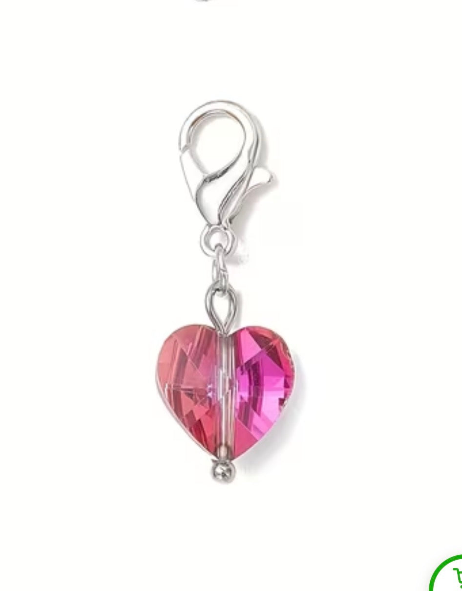 Diamond Heart Silver Charm