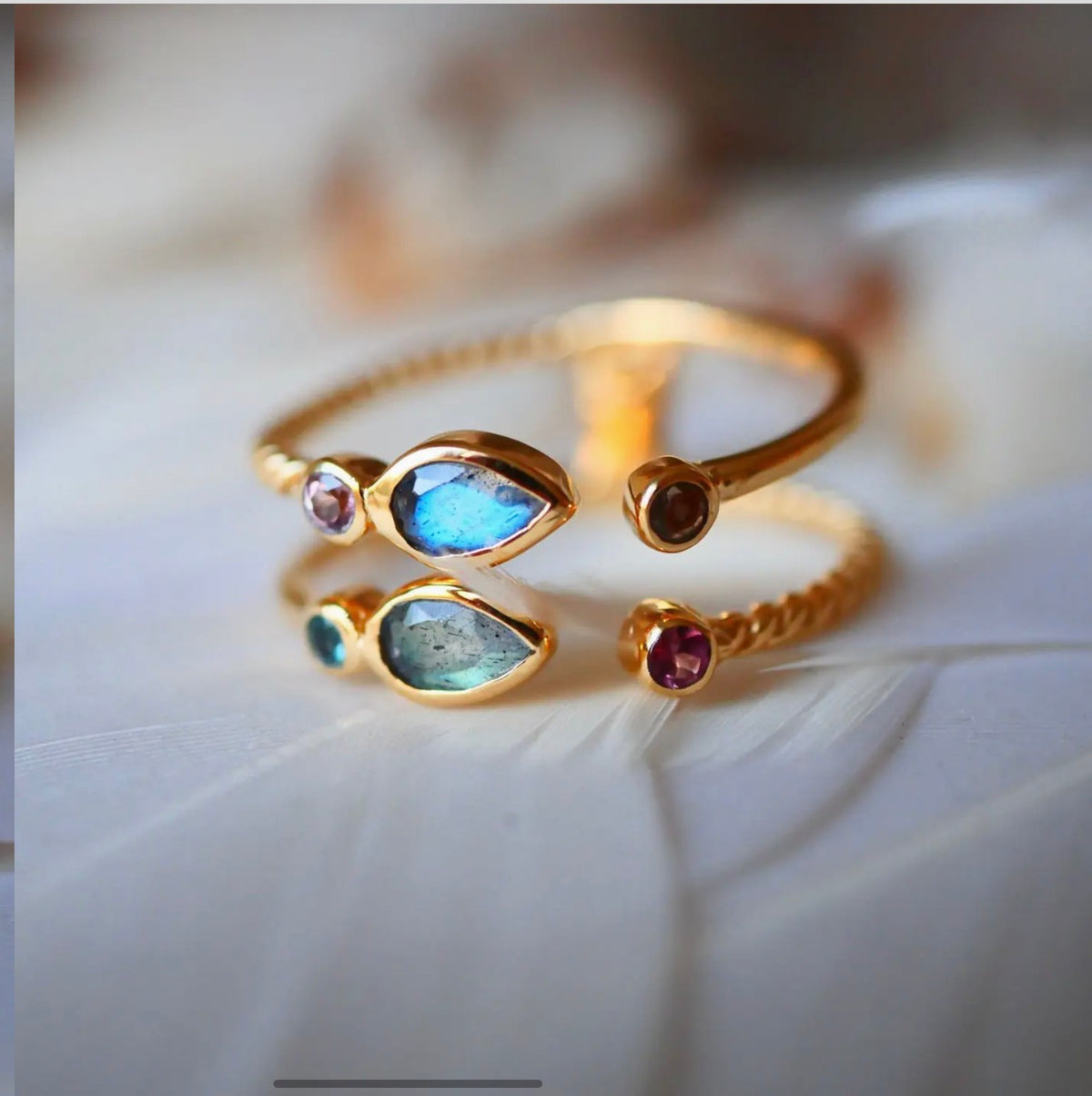 Ring AURA – Labradorit & Turmalin