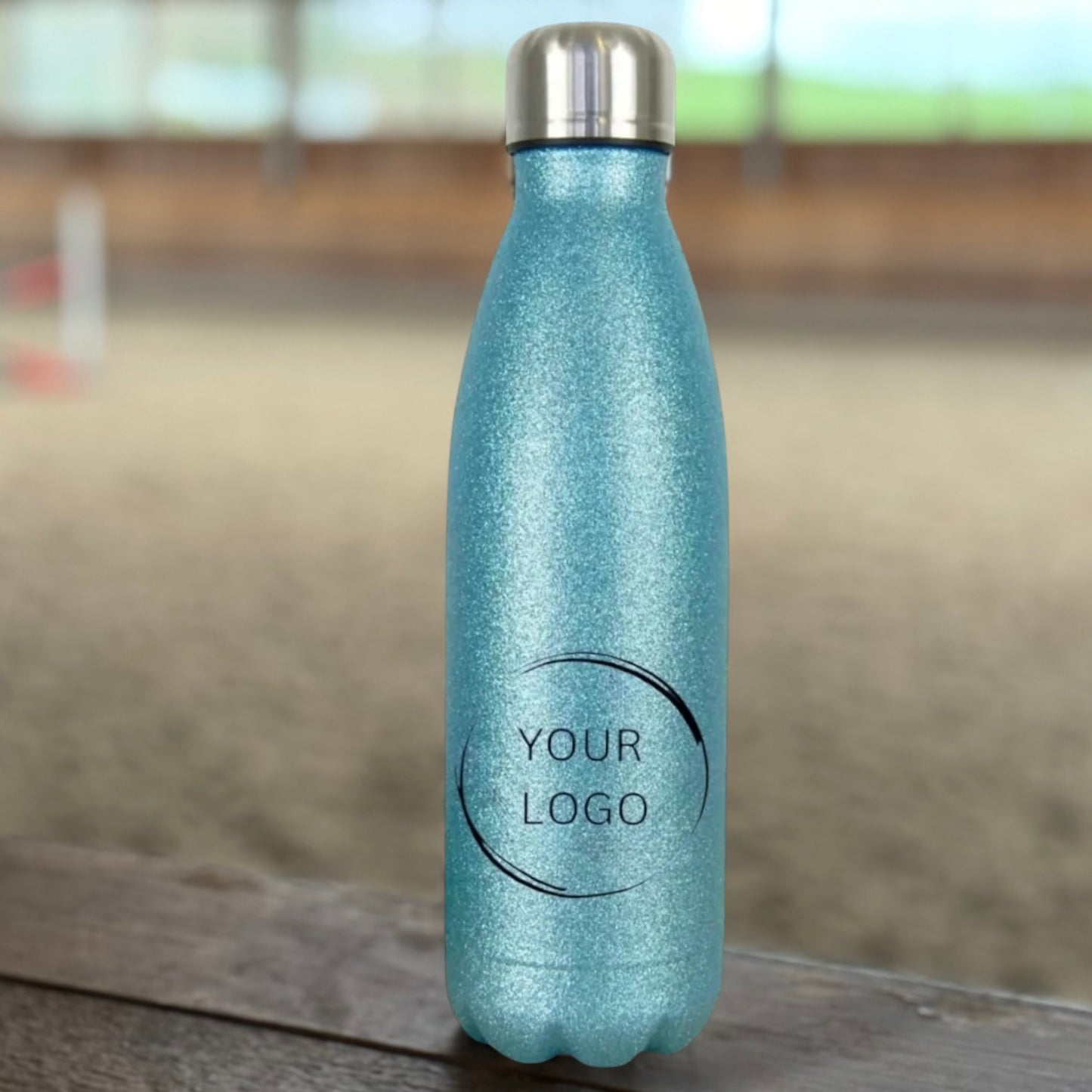 Individuelle Glitzer-Thermosflasche Logo