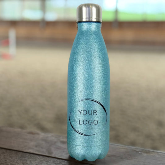 Individuelle Glitzer-Thermosflasche Logo