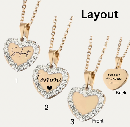 Halskette Love Diamond Heart individuell graviert