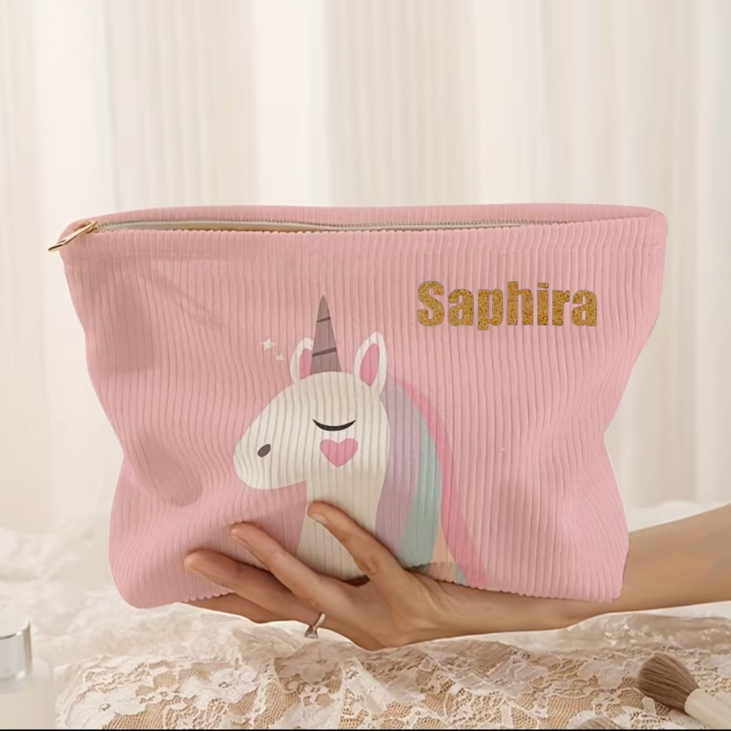 Schminktasche Unicorn mit Wunschnamen