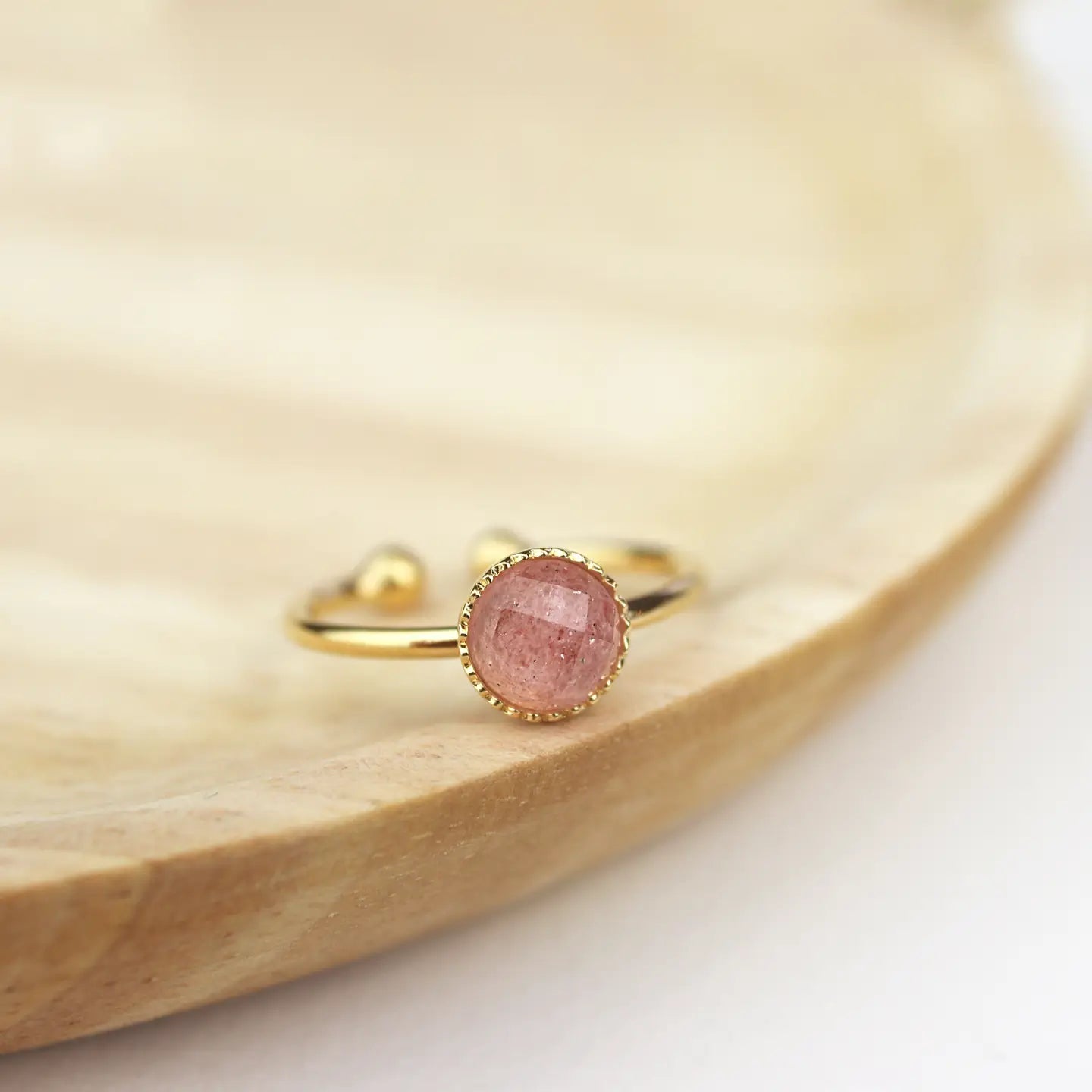 Ring Erdbeerquarz | 18Karat Vergoldung